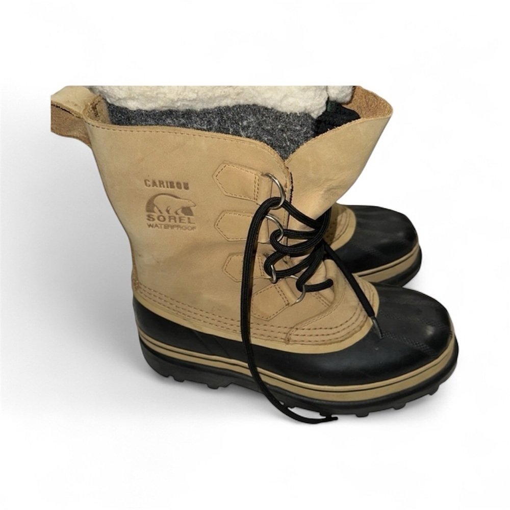 Sorel Caribou Beige and Black Boots size 7